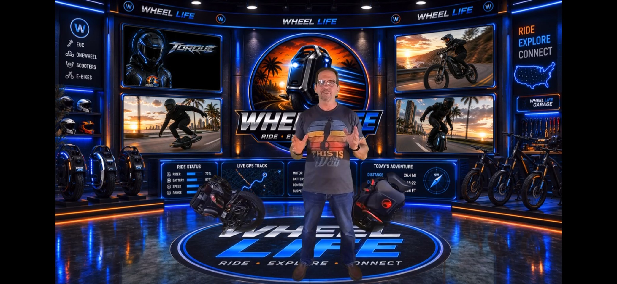 Rick Lewis presenting Wheel Life from the studio set.