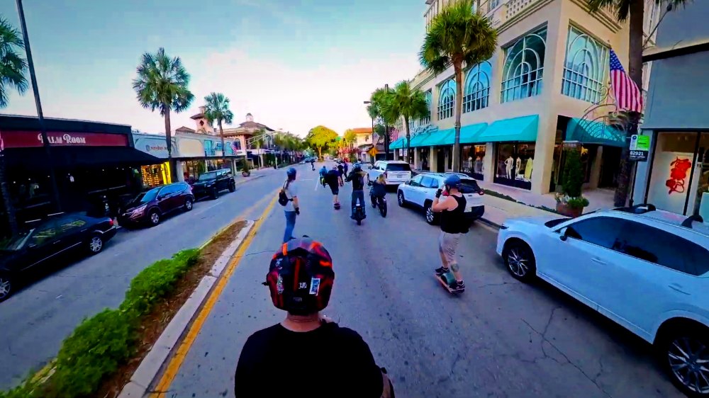 The group riding a Fort Lauderdale street together.